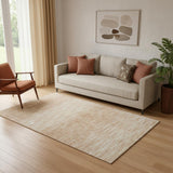 5' X 8' Salmon And Ivory Abstract Washable Area Rug With UV Protection