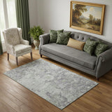 5' X 8' Plum And Purple Floral Washable Area Rug With UV Protection