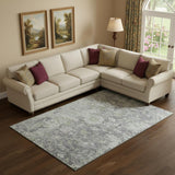 8' X 10' Plum And Purple Floral Washable Area Rug With UV Protection