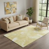 5' X 8' Gold And Ivory Abstract Washable Area Rug With UV Protection