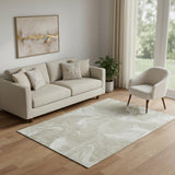 5' X 8' Taupe And Ivory Abstract Washable Area Rug With UV Protection