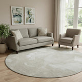 8' Taupe And Ivory Abstract Washable Round Rug With UV Protection
