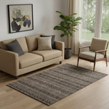5' X 8' Chocolate And Gray Southwestern Washable Area Rug With UV Protection