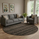 8' Chocolate And Gray Southwestern Washable Round Rug With UV Protection