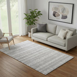 5' X 8' Gray And Silver Southwestern Washable Area Rug With UV Protection