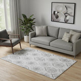 5' X 8' Silver And Gray Medallion Washable Area Rug With UV Protection