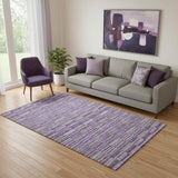 5' X 8' Purple And Gray Striped Washable Area Rug With UV Protection
