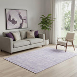 5' X 8' Plum And Ivory Striped Washable Area Rug With UV Protection