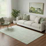 5' X 8' Sage And Ivory Striped Washable Area Rug With UV Protection