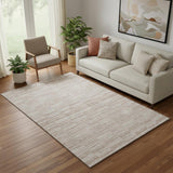 5' X 8' Salmon And Beige Striped Washable Area Rug With UV Protection