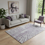 5' X 8' Purple And Gray Zebra Print Washable Area Rug With UV Protection