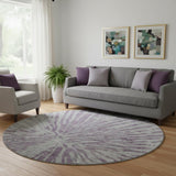 8' Purple And Gray Zebra Print Washable Round Rug With UV Protection