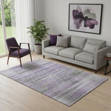 5' X 8' Purple And Gray Striped Washable Area Rug With UV Protection