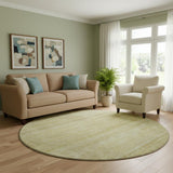 8' Gold And Beige Striped Washable Round Rug With UV Protection