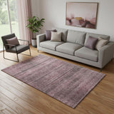 5' X 8' Merlot And Gray Striped Washable Area Rug With UV Protection