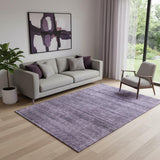 5' X 8' Plum And Gray Striped Washable Area Rug With UV Protection