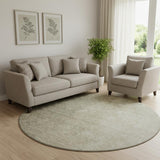 8' Brown And Beige Ombre Washable Round Rug With UV Protection
