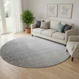 8' Gray And Silver Ombre Washable Round Rug With UV Protection