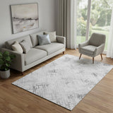 5' X 8' Gray And Silver Abstract Geometric Washable Area Rug With UV Protection