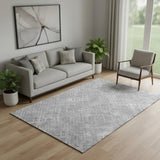 5' X 8' Gray And Silver Abstract Geometric Washable Area Rug With UV Protection