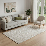 5' X 8' Brown And Ivory Vermicular Washable Area Rug With UV Protection