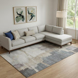 8' X 10' Gray Beige And Ivory Abstract Washable Area Rug With UV Protection
