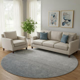 8' Blue And Gray Ombre Washable Round Rug With UV Protection