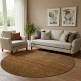 8' Chocolate And Gray Ombre Washable Round Rug With UV Protection