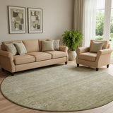 8' Gold And Beige Ombre Washable Round Rug With UV Protection