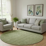 8' Green And Gray Ombre Washable Round Rug With UV Protection