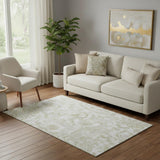 5' X 8' Beige And Ivory Paisley Washable Area Rug With UV Protection
