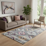 5' X 8' Gray Gold And Blush Southwestern Washable Area Rug With UV Protection