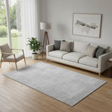 5' X 8' Silver And Gray Abstract Washable Area Rug With UV Protection