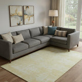 8' X 10' Wheat And Ivory Abstract Washable Area Rug With UV Protection