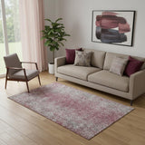 5' X 8' Merlot And Gray Abstract Washable Area Rug With UV Protection