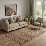 5' X 8' Rust And Copper Floral Washable Area Rug With UV Protection