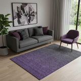 5' X 8' Eggplant And Charcoal Ombre Washable Area Rug With UV Protection