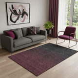5' X 8' Merlot And Charcoal Ombre Washable Area Rug With UV Protection