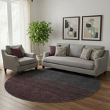 8' Merlot And Charcoal Ombre Washable Round Rug With UV Protection