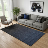 5' X 8' Navy Blue And Charcoal Ombre Washable Area Rug With UV Protection