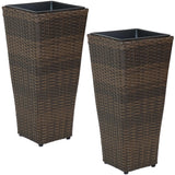 Set of Two 11" X 11" Brown Heavy Duty Plastic Square Pot Planter
