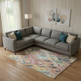 8' X 10' Orange Gold And Blue Geometric Washable Area Rug With UV Protection