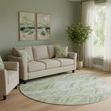 8' Sage And Ivory Geometric Washable Round Rug With UV Protection