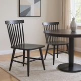 Set of Two Black Aluminum Slat Back Dining Side Chairs