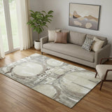 5' X 8' Tan Beige And Gray Geometric Washable Area Rug With UV Protection