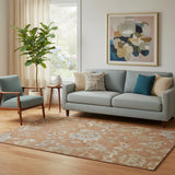 5' X 8' Rust And Gray Floral Washable Area Rug With UV Protection