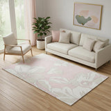 5' X 8' Pink And Ivory Floral Washable Area Rug With UV Protection