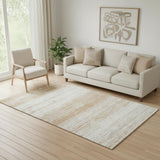 5' X 8' Copper And Ivory Striped Washable Area Rug With UV Protection