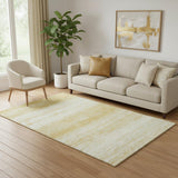 5' X 8' Gold And Ivory Striped Washable Area Rug With UV Protection