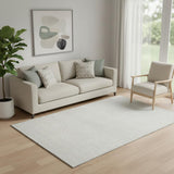 5' X 8' Ivory And Beige Striped Washable Area Rug With UV Protection